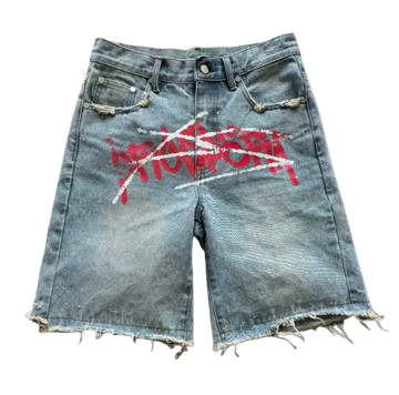 Crossed Chaos Denim Shorts